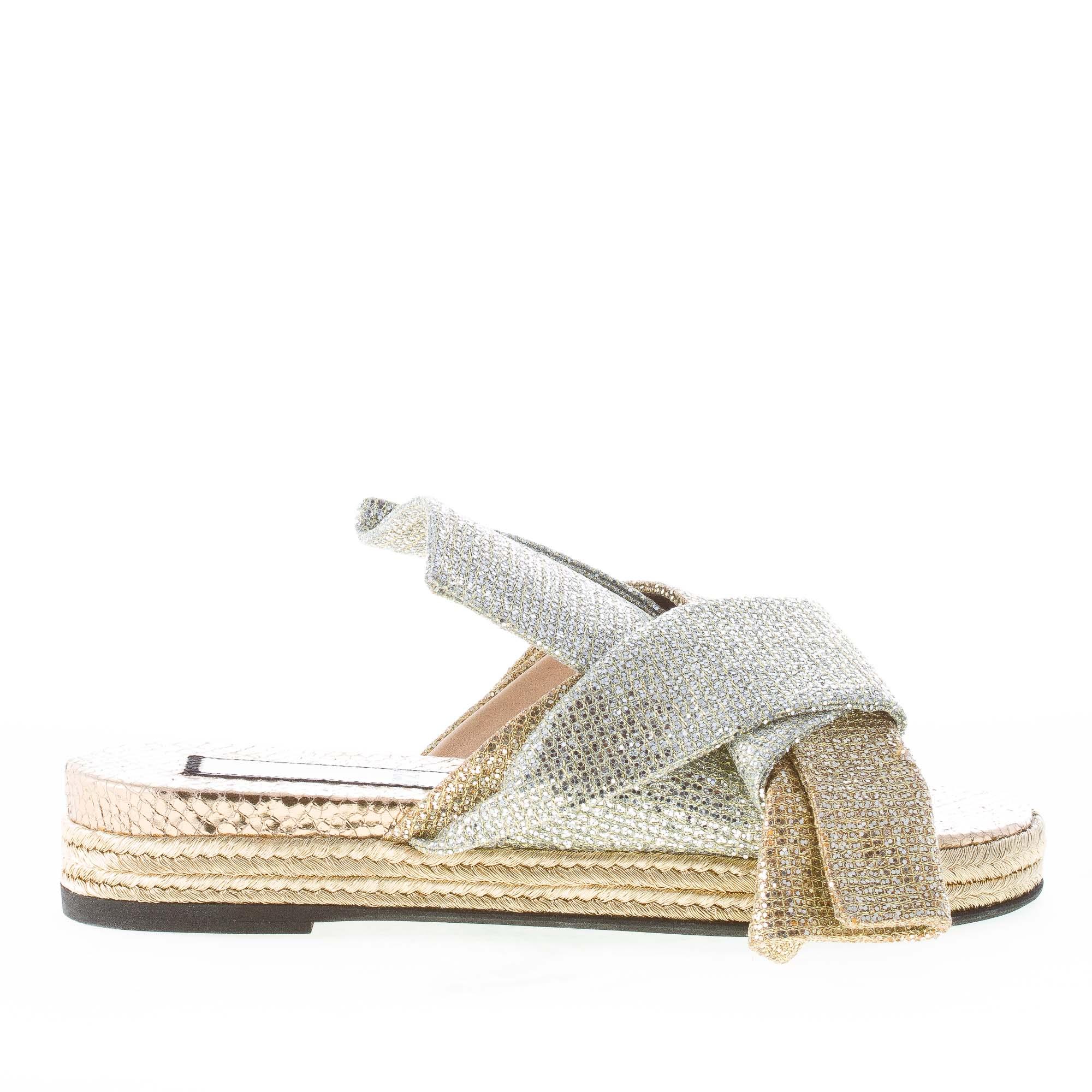 Nº 21 Mujeres Zapatos De oro Y Plata Lady Brillo Cuero Sandalia de diapositivas con arco excelentes precios Nº 21 Mujeres Zapatos Zapatos Zapatos De oro Y Plata Lady Brillo Cuero Sandalia de diapositivas con arco tienda de venta en línea