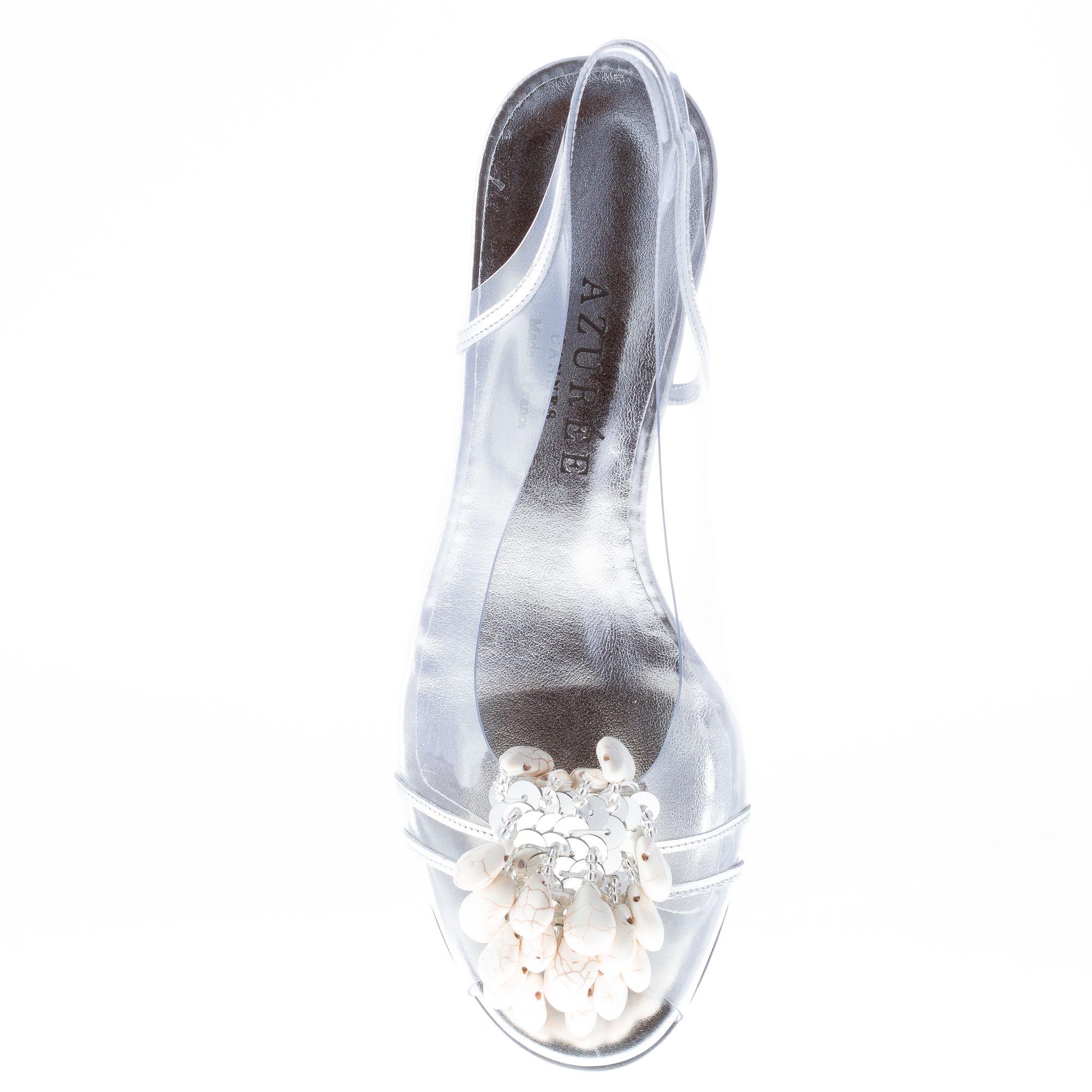 AZUREE CANNES women shoes Transparent NUAGO sandal silver leather Ivory ...