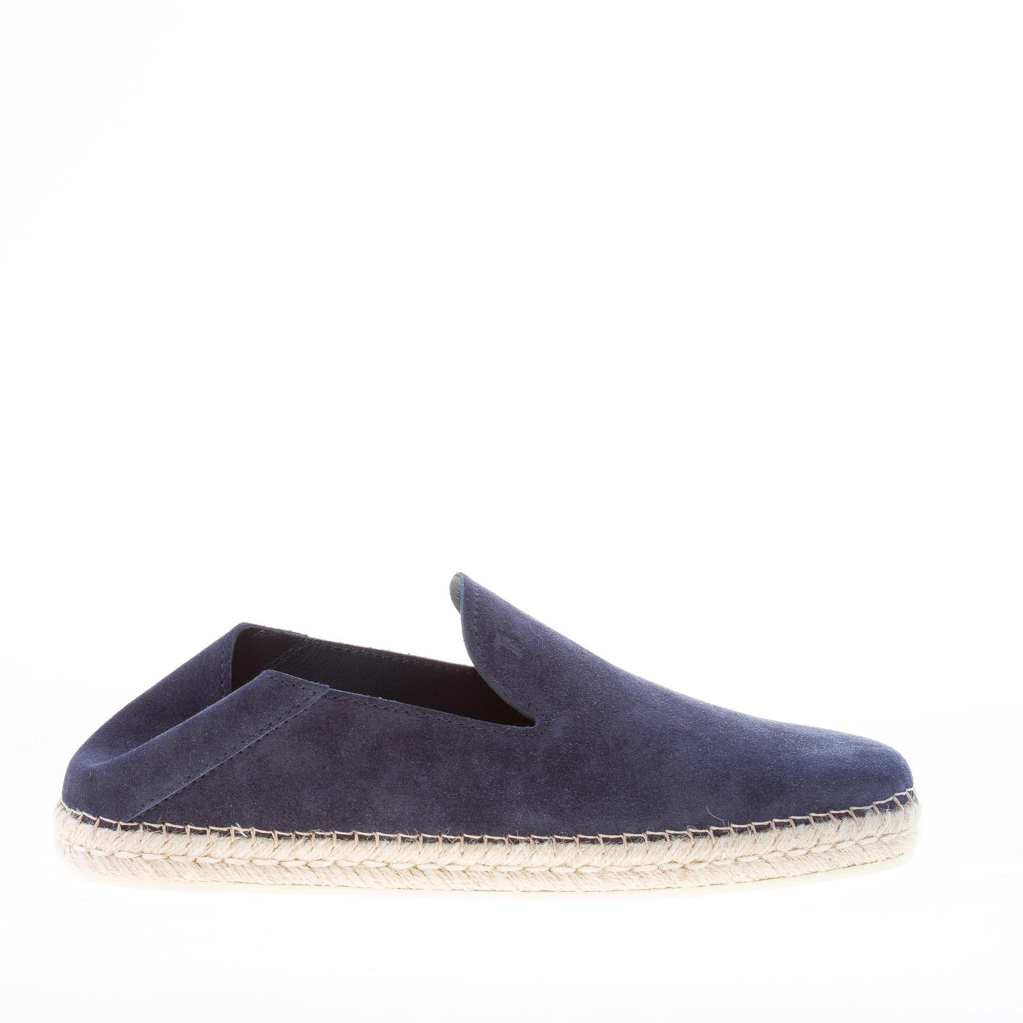 TOD'S men shoes Blue galassia suede slip on espadrillas style reclining ...