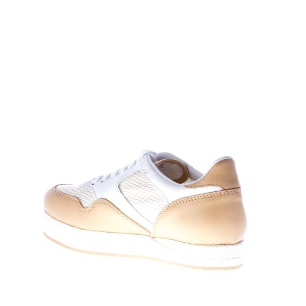 HOGAN sneaker H268 in tessuto BEIGE più pelle naturale e bianco con fascia in corda. - immagine 5