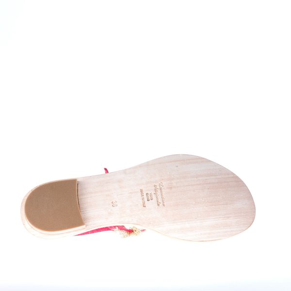 MASTRODOMENICO sandalo in camoscio ROSSO con rifinitura gioiello dorata alla caviglia. Tacco 2 cm - immagine 7