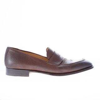 MIGLIORE mocassino in vitello invecchiato TESTA DI MORO con fascetta