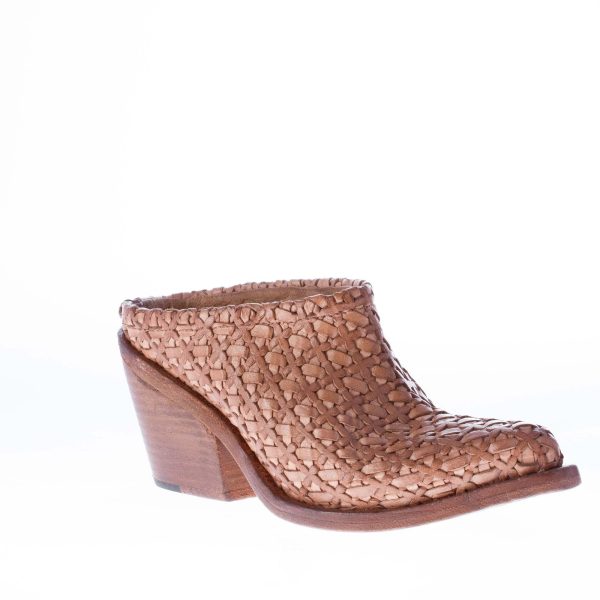 NYLO sabot lavorato a mano in pelle intrecciata CORDA. Tacco 7,5 cm - immagine 2