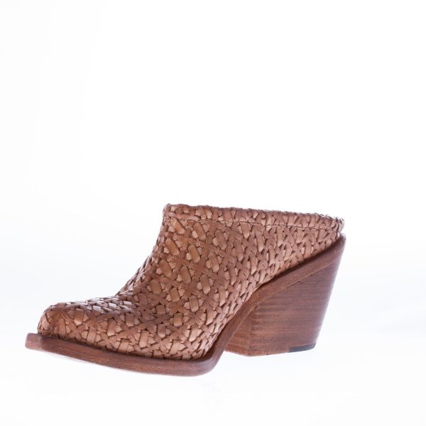 NYLO sabot lavorato a mano in pelle intrecciata CORDA. Tacco 7,5 cm - immagine 7