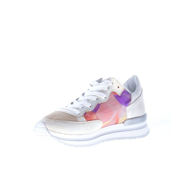 QUATTROBARRADODICI sneaker in camoscio BEIGE con tessuto e stampa floreale - immagine 7