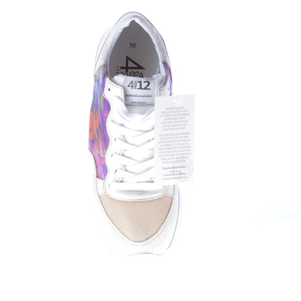 QUATTROBARRADODICI sneaker in camoscio BEIGE con tessuto e stampa floreale - immagine 8