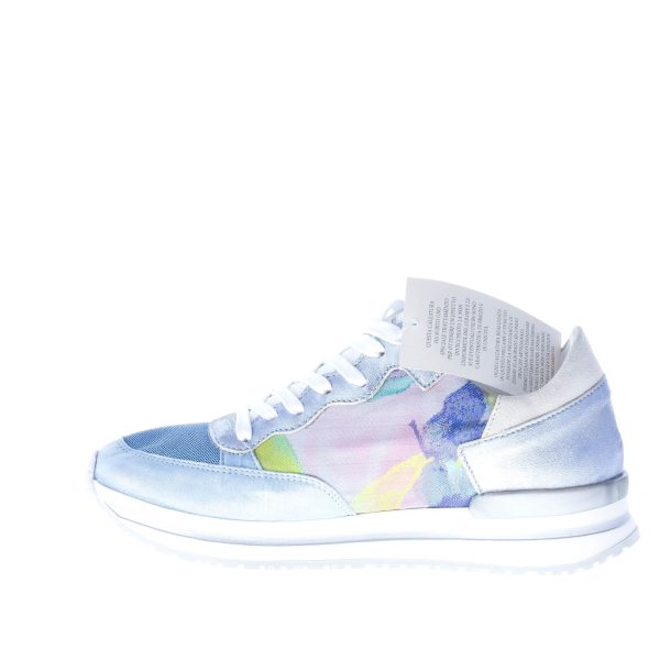 QUATTROBARRADODICI sneaker in camoscio AZZURRO con tessuto e stampa floreale - immagine 6