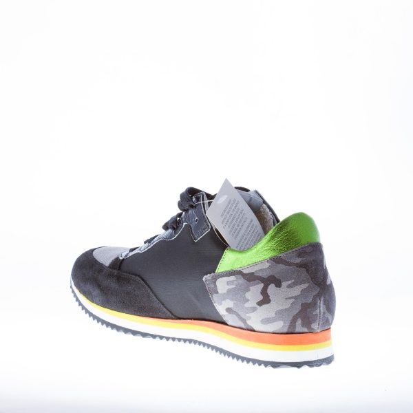 QUATTROBARRADODICI sneaker in camoscio più tessuto NERO con camoscio mimetico - immagine 5