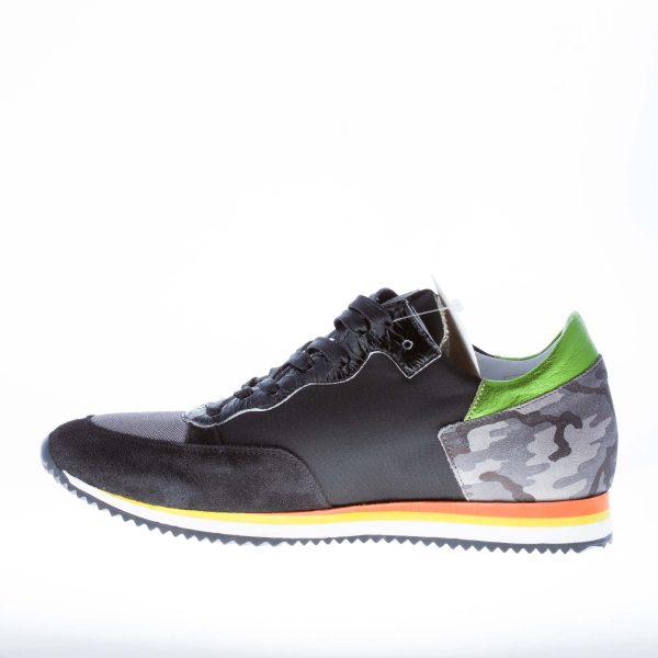 QUATTROBARRADODICI sneaker in camoscio più tessuto NERO con camoscio mimetico - immagine 6