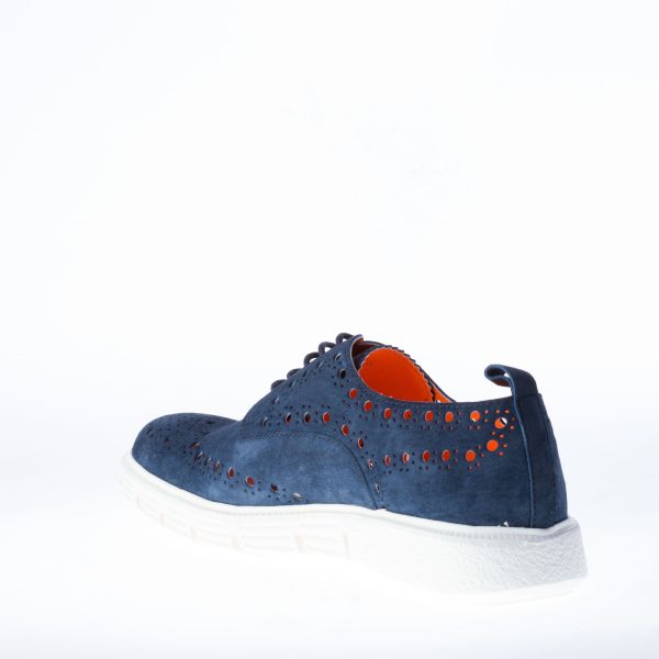 STRIKE FIRENZE scarpa in camoscio BLU con dettaglio brogue forato e suola light - immagine 5