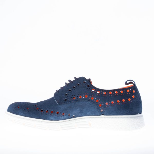 STRIKE FIRENZE scarpa in camoscio BLU con dettaglio brogue forato e suola light - immagine 6