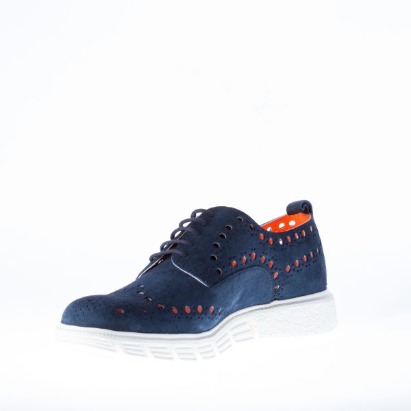 STRIKE FIRENZE scarpa in camoscio BLU con dettaglio brogue forato e suola light - immagine 7