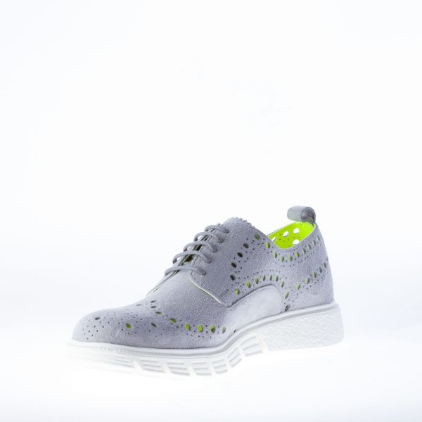STRIKE FIRENZE scarpa in camoscio GRIGIO con dettaglio brogue forato e suola light - immagine 7