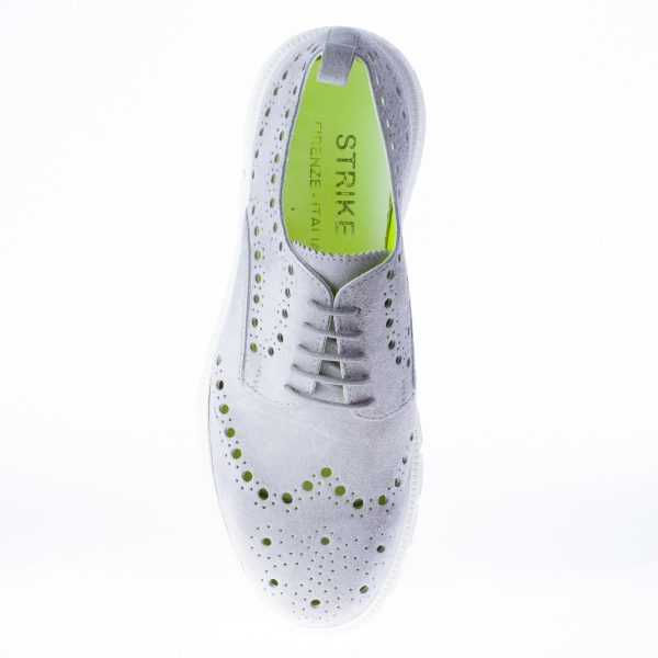 STRIKE FIRENZE scarpa in camoscio GRIGIO con dettaglio brogue forato e suola light - immagine 8