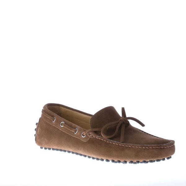 STRIKE FIRENZE mocassino gommini in camoscio MARRONE con laccetto - immagine 2