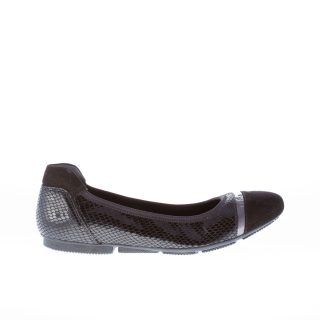 HOGAN donna ballerina elasticizzata NERO in pelle stampa rettile e camoscio