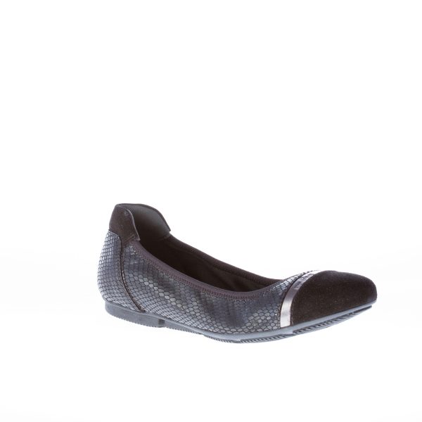 HOGAN donna ballerina elasticizzata NERO in pelle stampa rettile e camoscio - immagine 2