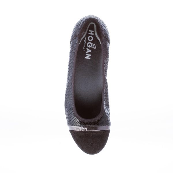 HOGAN donna ballerina elasticizzata NERO in pelle stampa rettile e camoscio - immagine 8