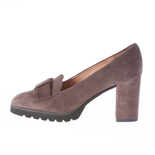 IL BORGO FIRENZE donna décolleté in camoscio MARRONE con fiocco. Tacco 7,5 cm - immagine 5