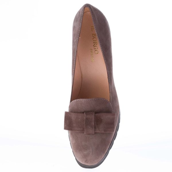 IL BORGO FIRENZE donna décolleté in camoscio MARRONE con fiocco. Tacco 7,5 cm - immagine 7