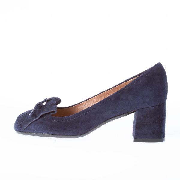 IL BORGO FIRENZE donna décolleté in camoscio BLU con frangia. Tacco 5,5 cm - immagine 5