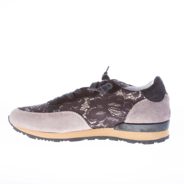 ISHIKAWA donna sneaker in camoscio GRIGIO con pizzo nero - immagine 6