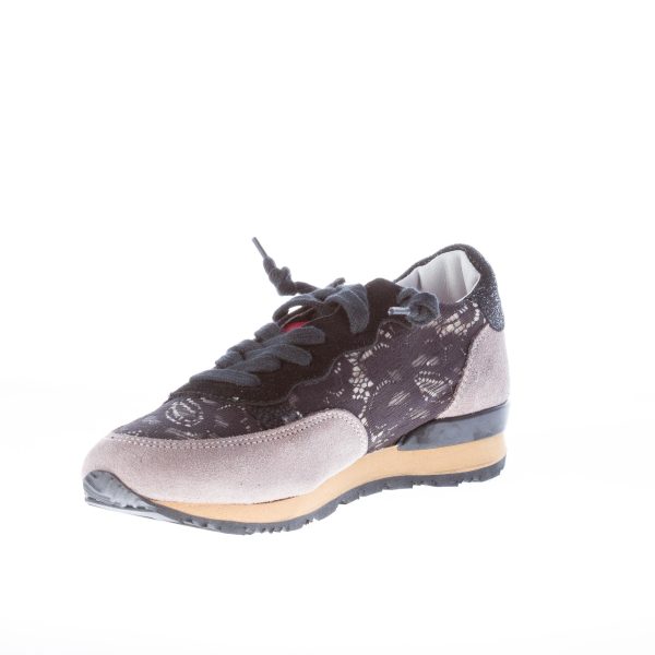 ISHIKAWA donna sneaker in camoscio GRIGIO con pizzo nero - immagine 7