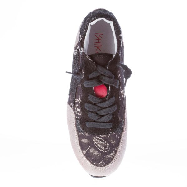 ISHIKAWA donna sneaker in camoscio GRIGIO con pizzo nero - immagine 8