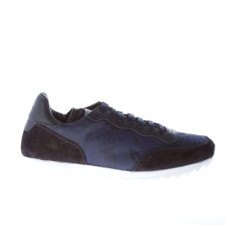 ALEXANDER MCQUEEN uomo sneaker in tessuto jacquard BLU con rifiniture in pelle e camoscio nero