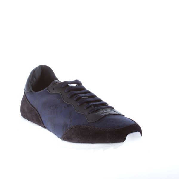 ALEXANDER MCQUEEN uomo sneaker in tessuto jacquard BLU con rifiniture in pelle e camoscio nero - immagine 2