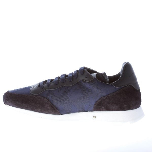 ALEXANDER MCQUEEN uomo sneaker in tessuto jacquard BLU con rifiniture in pelle e camoscio nero - immagine 5