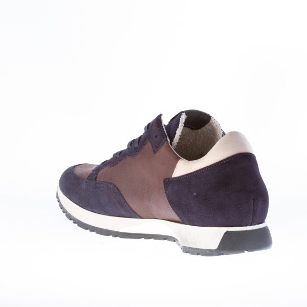 QUATTROBARRADODICI uomo sneaker in camoscio BLU e pelle MARRONE - immagine 5