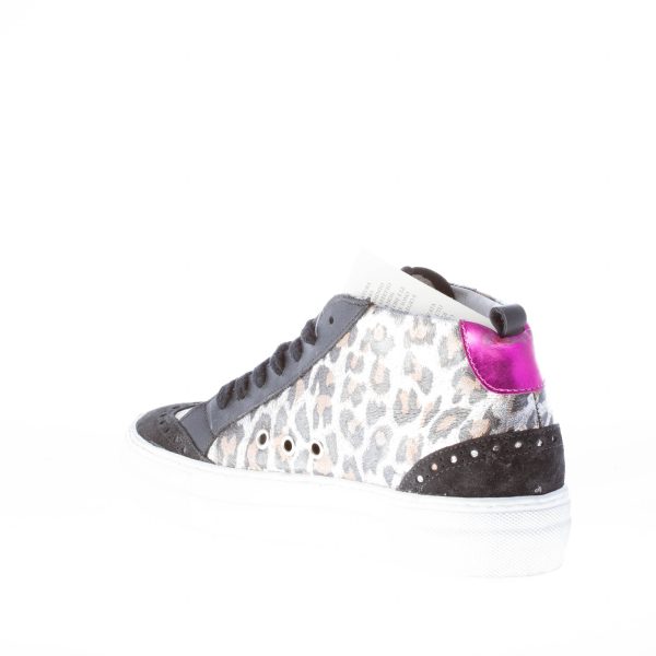 QUATTROBARRADODICI donna sneaker mid-cut in laminato ANIMALIER più nero - immagine 5