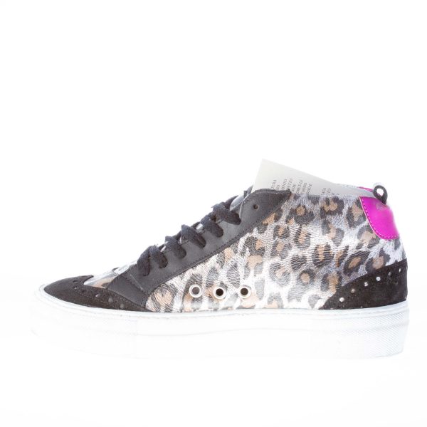 QUATTROBARRADODICI donna sneaker mid-cut in laminato ANIMALIER più nero - immagine 6