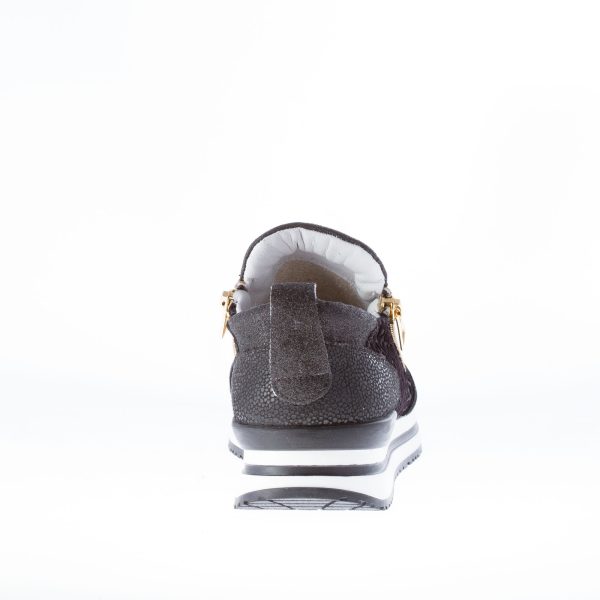 QUATTROBARRADODICI donna slip on sneaker con zip in tessuto NERO stampa animalier - immagine 4