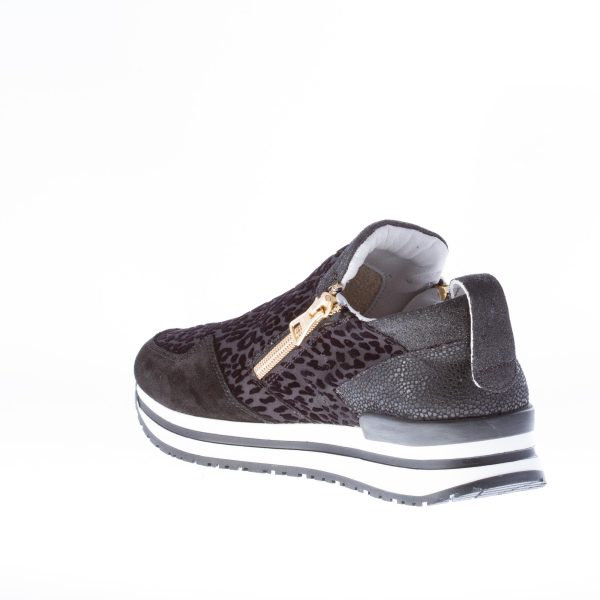 QUATTROBARRADODICI donna slip on sneaker con zip in tessuto NERO stampa animalier - immagine 5