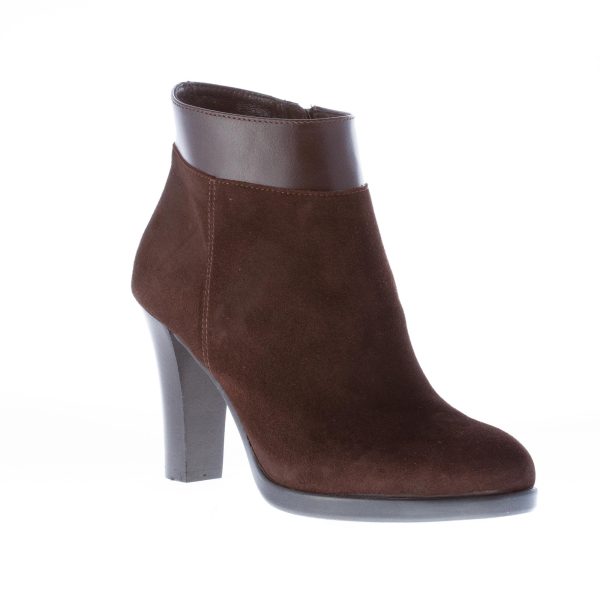 STRIKE FIRENZE donna tronchetto in camoscio TESTA DI MORO con zip. Tacco 9 cm - immagine 2