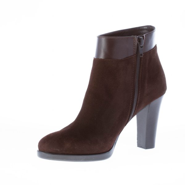 STRIKE FIRENZE donna tronchetto in camoscio TESTA DI MORO con zip. Tacco 9 cm - immagine 7