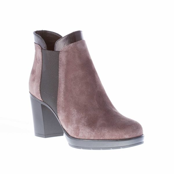 STRIKE FIRENZE donna tronchetto elasticizzato in camoscio GRIGIO. Tacco 7 cm - immagine 2