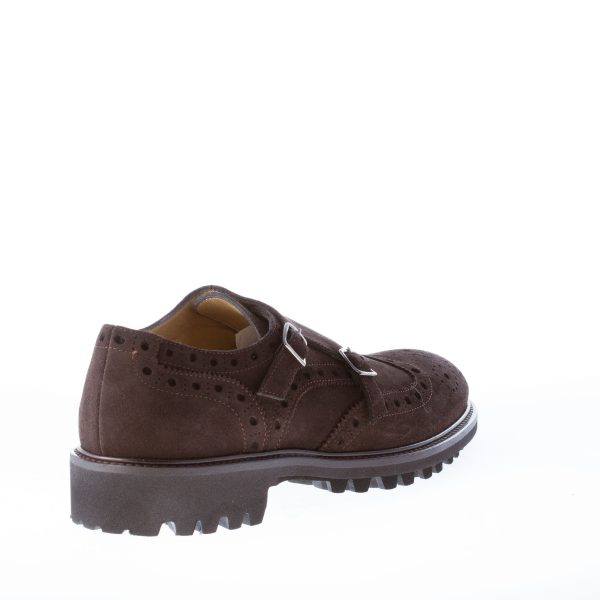 STRIKE FIRENZE uomo scarpa doppia fibbia in camoscio TESTA DI MORO con coda di rondine - immagine 3