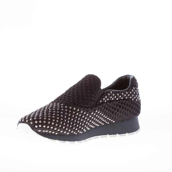 PRADA donna slip on BEE in tessuto tecnico a nido d'ape NERO con borchie - immagine 6