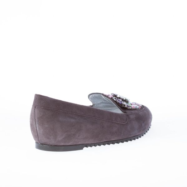 AZUREE CANNES mocassino in camoscio GRIGIO con gioiello colorato. - immagine 3