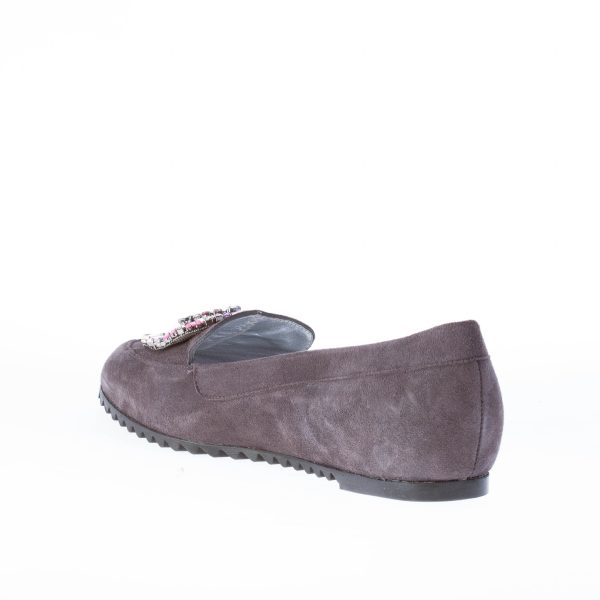 AZUREE CANNES mocassino in camoscio GRIGIO con gioiello colorato. - immagine 4