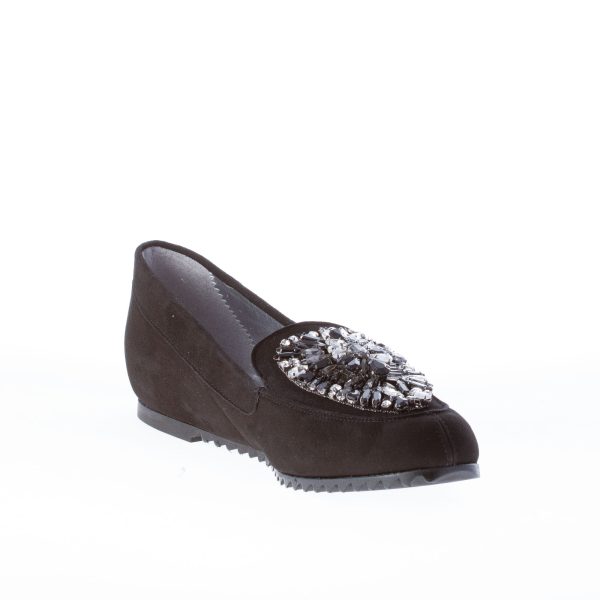 AZUREE CANNES mocassino in camoscio NERO con gioiello argento - immagine 2