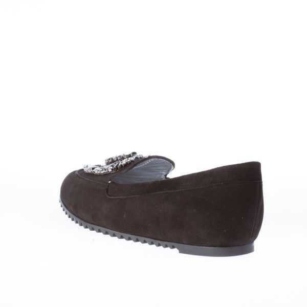 AZUREE CANNES mocassino in camoscio NERO con gioiello argento - immagine 4