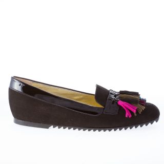 AZUREE CANNES mocassino in camoscio NERO con nappe colorate