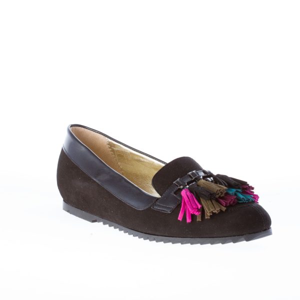 AZUREE CANNES mocassino in camoscio NERO con nappe colorate - immagine 2