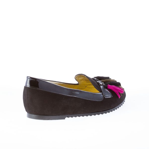 AZUREE CANNES mocassino in camoscio NERO con nappe colorate - immagine 3