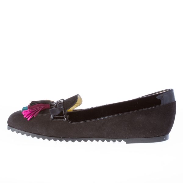 AZUREE CANNES mocassino in camoscio NERO con nappe colorate - immagine 5