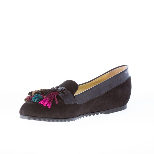 AZUREE CANNES mocassino in camoscio NERO con nappe colorate - immagine 6